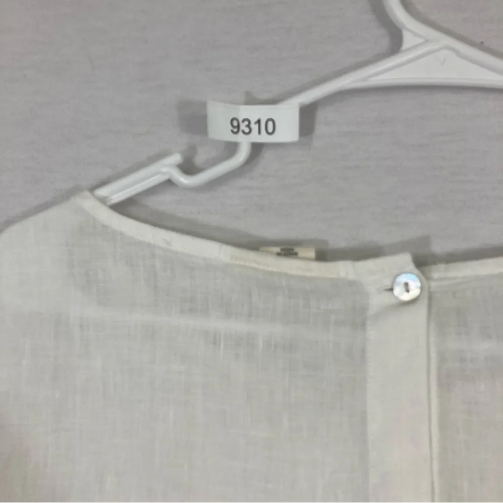 Christian Siriano White 100% Linen Embroidered Floral Top Large - Picture 10 of 10